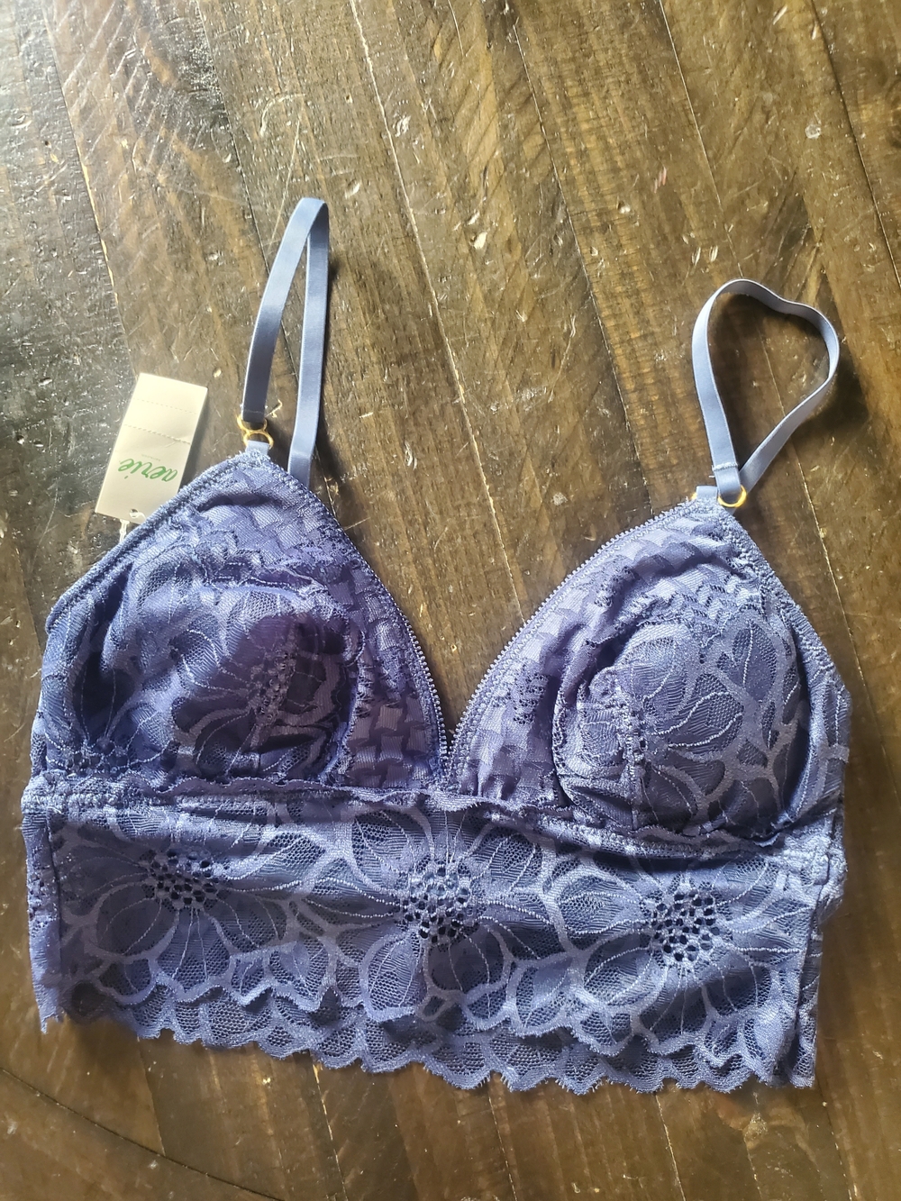 aerie Blue Floral Lace Longline Bralette